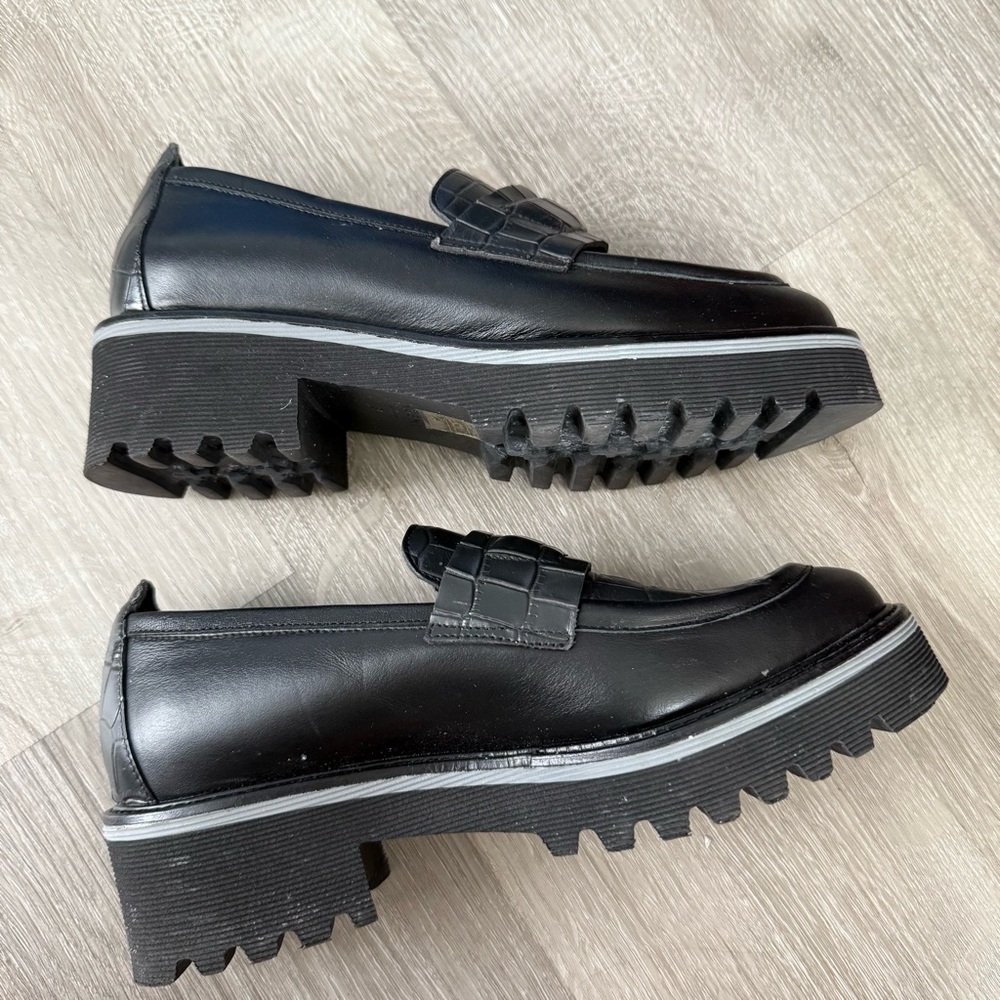 M.Gemi The Elsa Black Loafers Classic Croc Animal Shoes Leather Preppy 37 7 - Picture 7 of 10